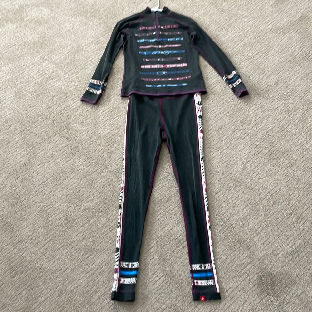 Krimson Klover Charcoal Gray and Purple Long Underwear Ski Set